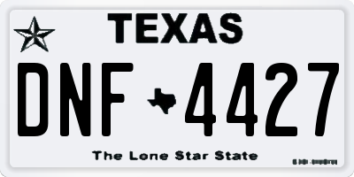 TX license plate DNF4427