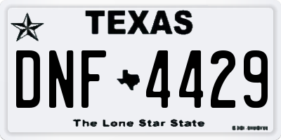 TX license plate DNF4429