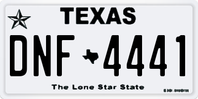 TX license plate DNF4441