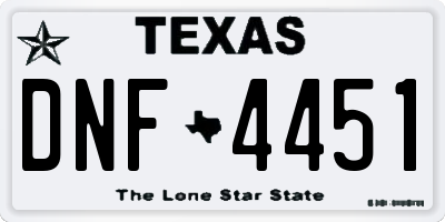 TX license plate DNF4451