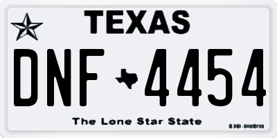 TX license plate DNF4454