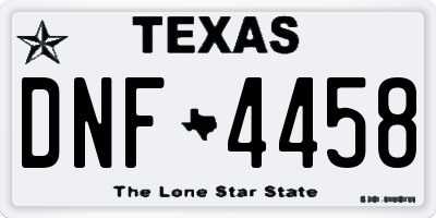 TX license plate DNF4458