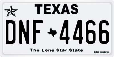 TX license plate DNF4466