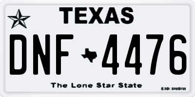 TX license plate DNF4476