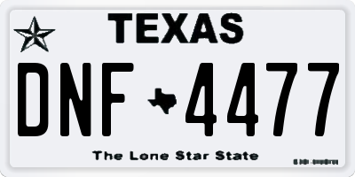 TX license plate DNF4477
