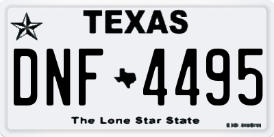 TX license plate DNF4495
