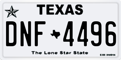 TX license plate DNF4496