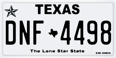 TX license plate DNF4498