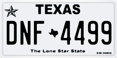 TX license plate DNF4499