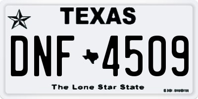 TX license plate DNF4509