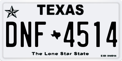 TX license plate DNF4514