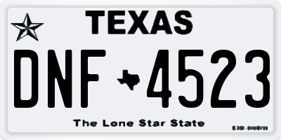 TX license plate DNF4523