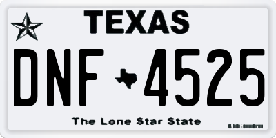 TX license plate DNF4525