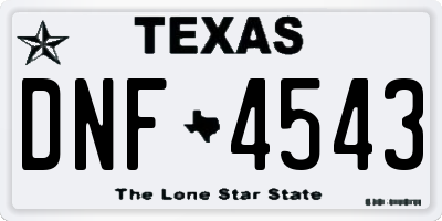 TX license plate DNF4543