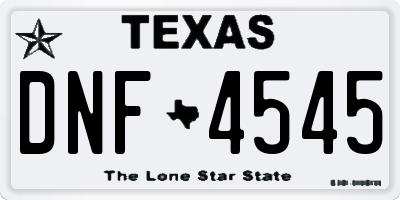 TX license plate DNF4545
