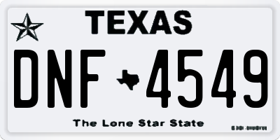 TX license plate DNF4549