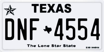 TX license plate DNF4554