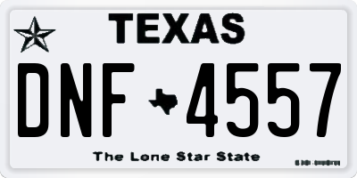 TX license plate DNF4557