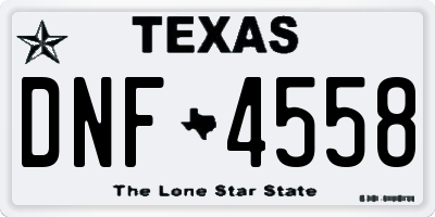 TX license plate DNF4558
