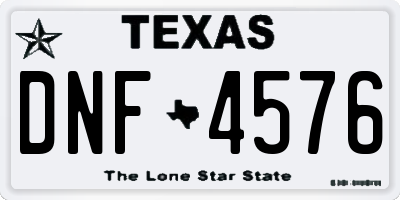 TX license plate DNF4576