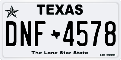TX license plate DNF4578