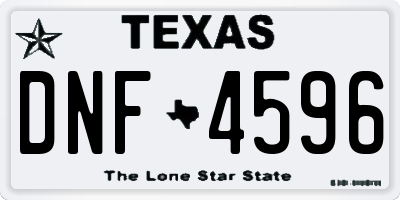TX license plate DNF4596