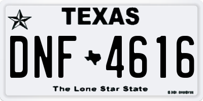 TX license plate DNF4616