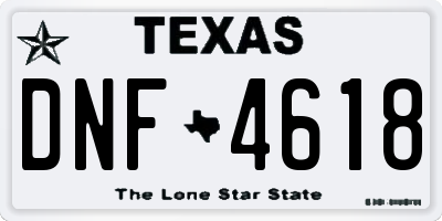 TX license plate DNF4618