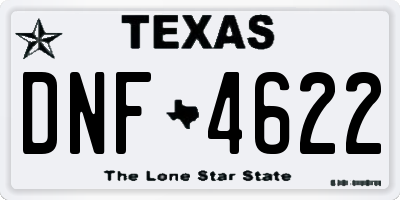 TX license plate DNF4622