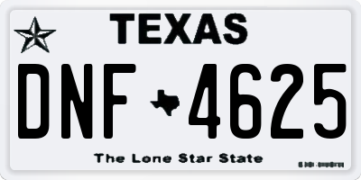 TX license plate DNF4625