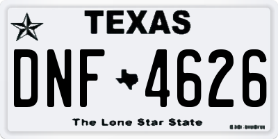 TX license plate DNF4626