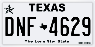 TX license plate DNF4629