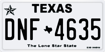 TX license plate DNF4635