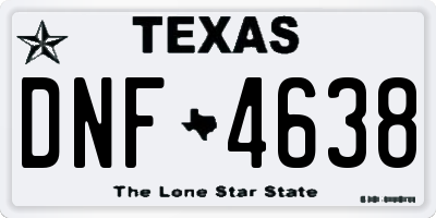 TX license plate DNF4638