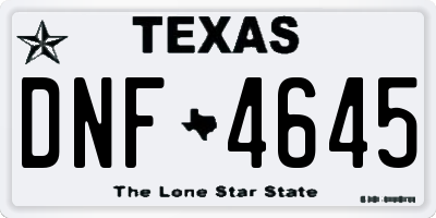 TX license plate DNF4645