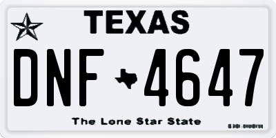 TX license plate DNF4647