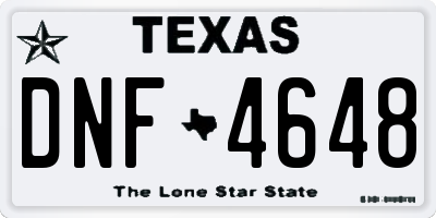 TX license plate DNF4648