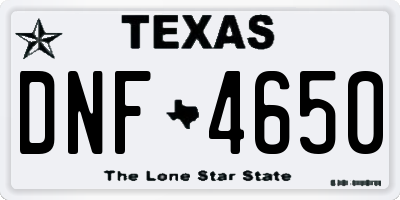 TX license plate DNF4650