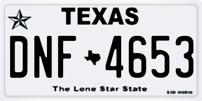 TX license plate DNF4653