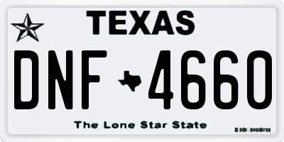 TX license plate DNF4660