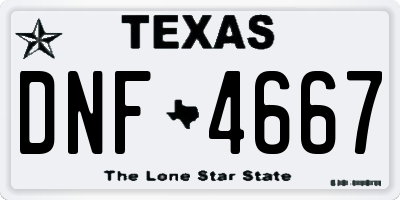 TX license plate DNF4667
