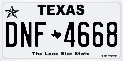 TX license plate DNF4668