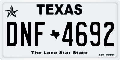 TX license plate DNF4692