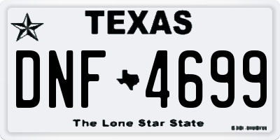 TX license plate DNF4699