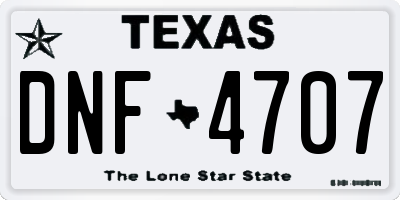 TX license plate DNF4707