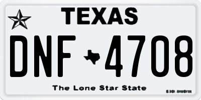 TX license plate DNF4708