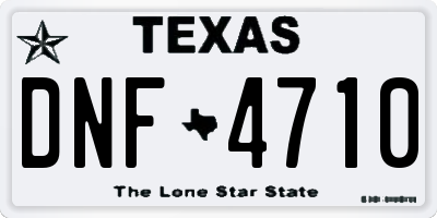 TX license plate DNF4710
