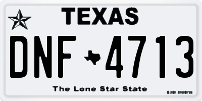 TX license plate DNF4713