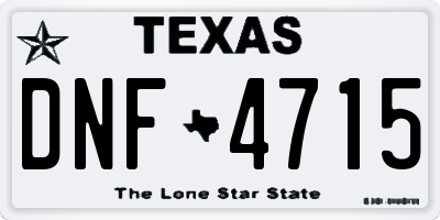 TX license plate DNF4715