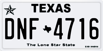TX license plate DNF4716